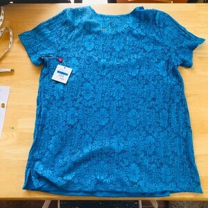 BEAUTIFUL TURQUOISE BLUE CROCHETED LACE TOP WITH CAMISOLE SIZE XL -  RAFAELLA